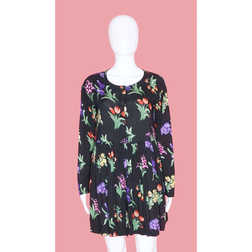 1980s BETSEY JOHNSON PUNK Label Long Sleeve Babydoll Mini Dress. Small. AS IS